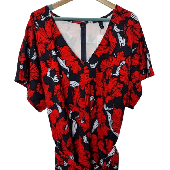 Lane Bryant Red Navy Floral Fit & Flare Lena Dress - Picture 3 of 8